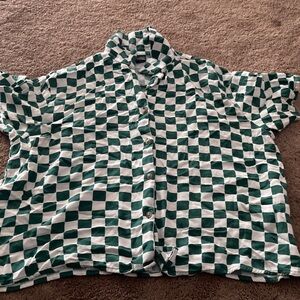 Wild Fable Green and White Checkered Button Down Shirt unisex
